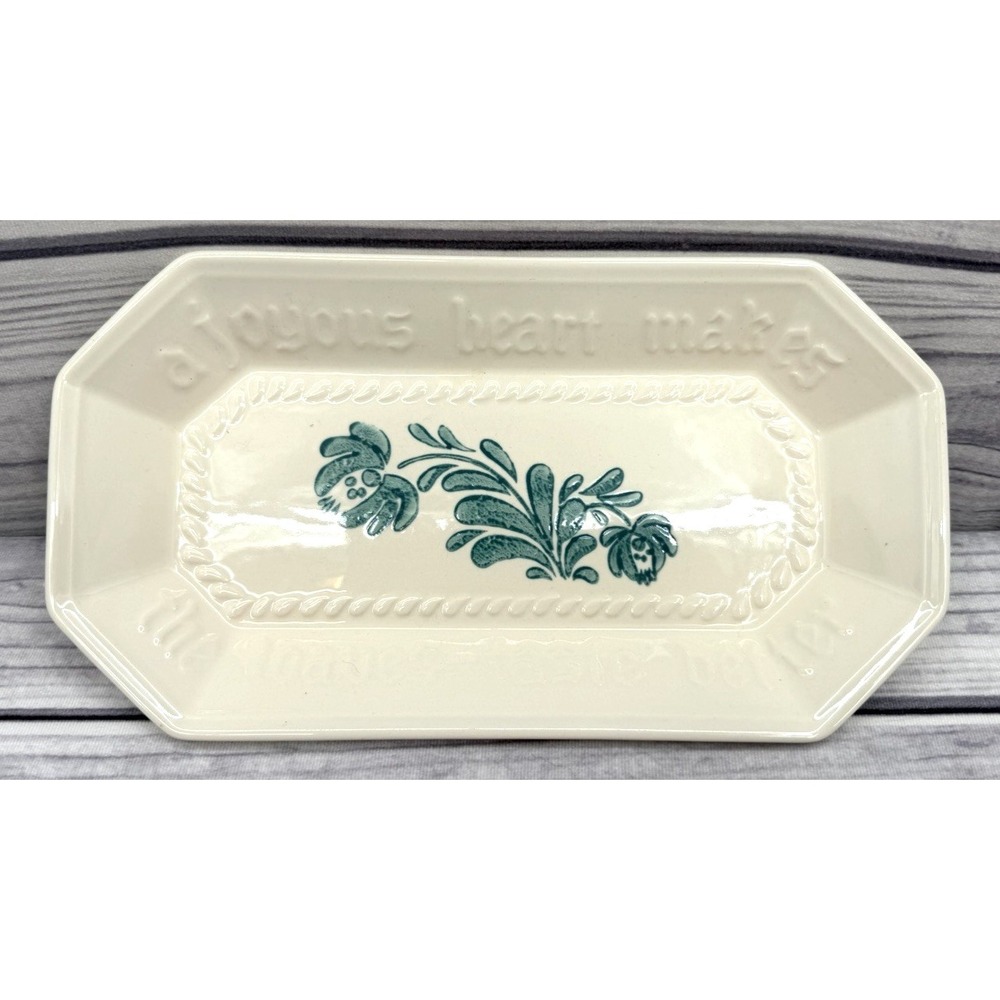 VINTAGE‎ PFALTZGRAFF YORKTOWNE GREEN BREAD PLATTER - 12.25" X 6.75"